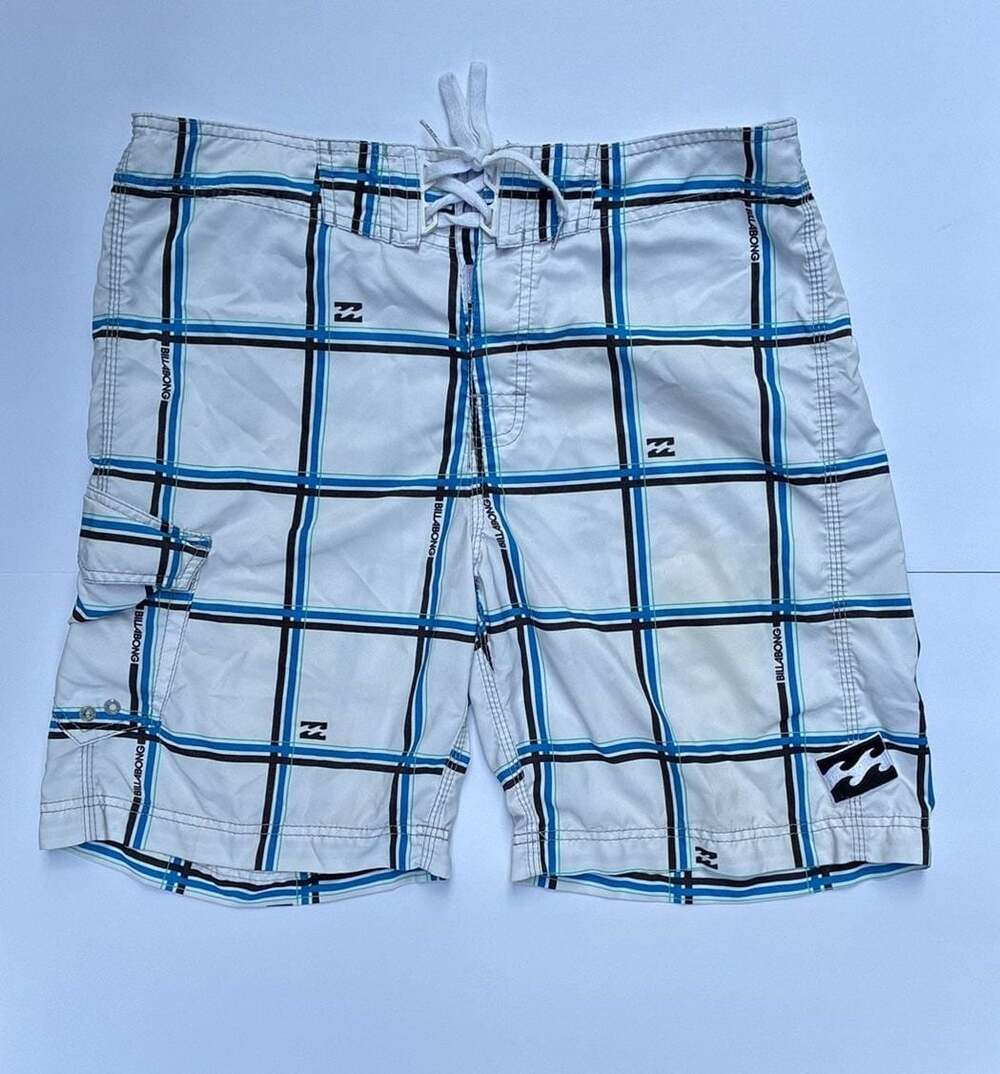 Billabong R U Serious Plaid Boardshorts White & Blue